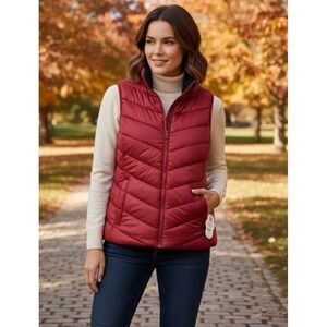 Wonder Nation Reversible Puffer Vest Women's XXL 18 Cranberry Winter Outdoor NWT